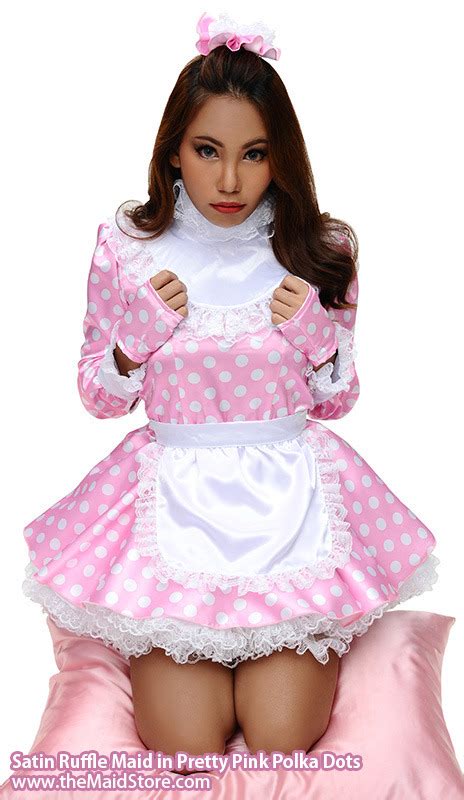 Sissy Maids And Lovely French Maids — Satin Ruffle Maid In Pretty Pink Polka Dots Our