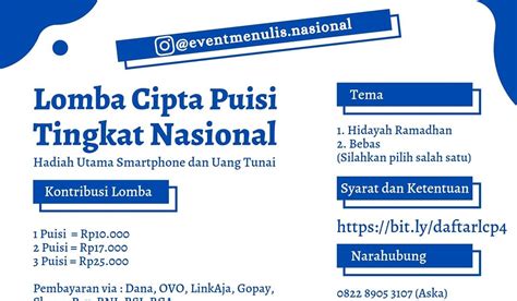 Poster dan Caption Lomba Cipta Puisi Tingkat Nasional Tema: Hidayah Ramadhan