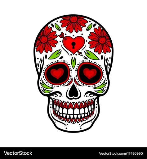 Day Of The Dead Skull Sugar Flower Royalty Free Vector Image