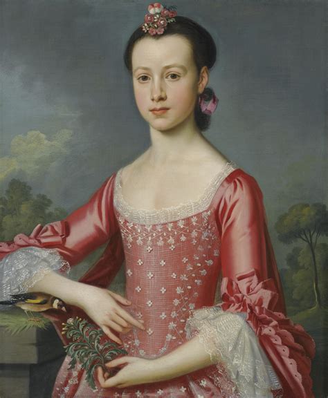 Portrait Of Miss Bache Half Length Wearing A Red Dress By Christopher