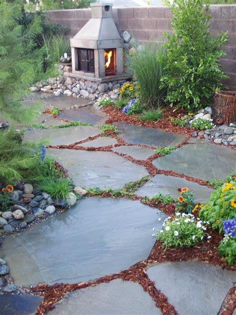 Stone Walkway And Outdoor Fireplace On Patio Photos Diy