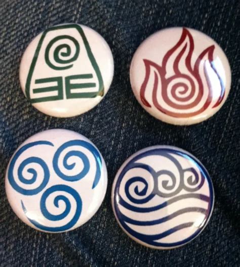 Avatar The Last Airbender Elements Nickelodeon Cartoon Set Of 4 Buttons 1 Inch 5 00 Picclick