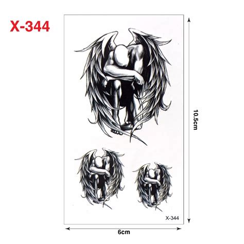 Ink Color Fallen Angels Waterproof Temporary Tattoo Stickers Cute Wings Design Body Art Make Up