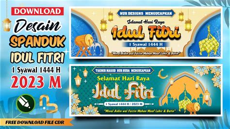 Desain Spanduk Banner Idul Fitri H Coreldraw Free Cdr Nur Designs Youtube