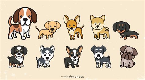 Cute Dog Breeds Set Vector Download