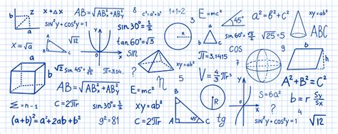 Hand Drawn Math Symbols Math Symbols On Notebook Page Background Sketch