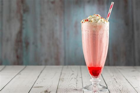 Premium Photo Strawberry Milkshake With Whipped Cream