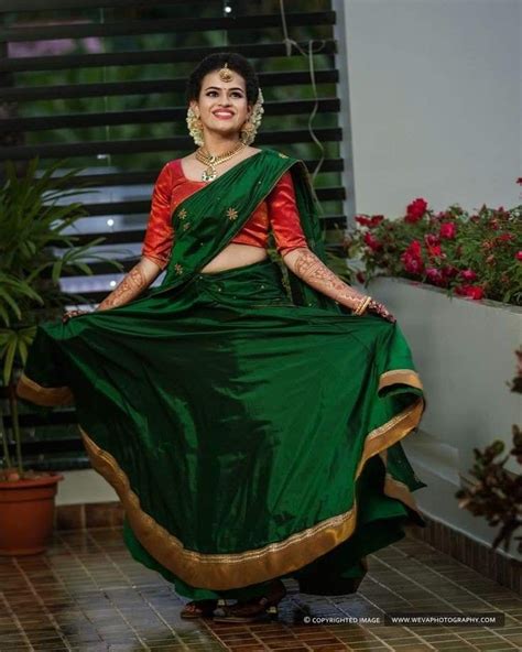 Pin By Sruthi Baiju On Dawani Half Saree Half Saree Designs Kerala Saree Blouse Designs