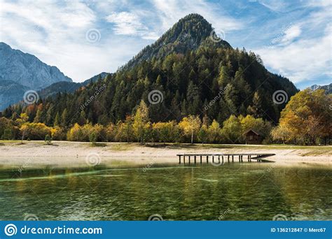Turquoise Water And Colorful Mountains At Jasna Lake In Fallslovenia