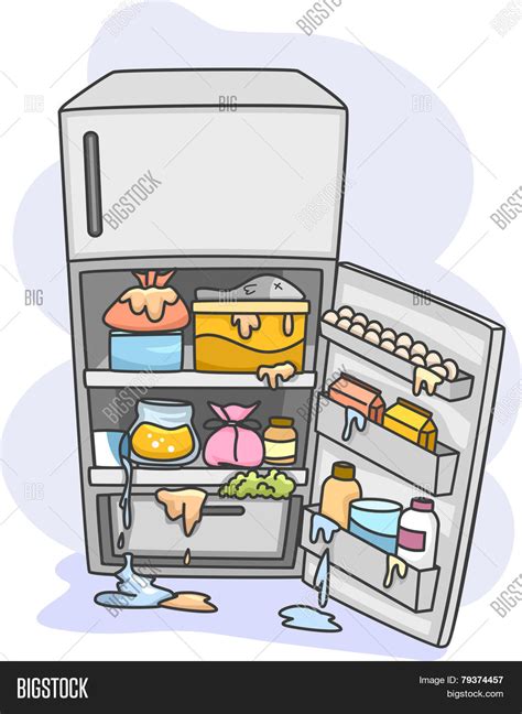 Illustration Of A Messy Refrigerator Dripping With All Sorts Of Fluids