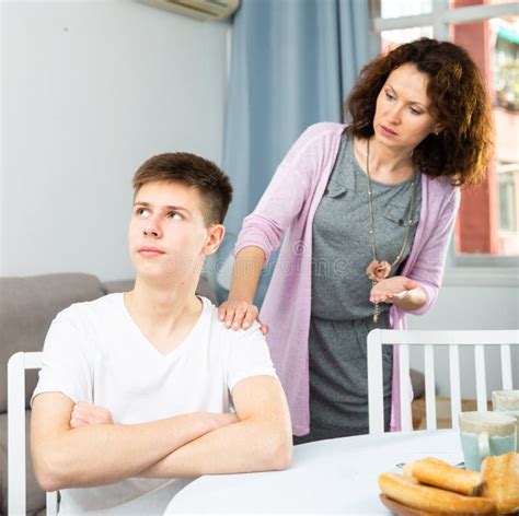 Worried Mother Scolding Teenage Son Stock Photo Image Of Shouting