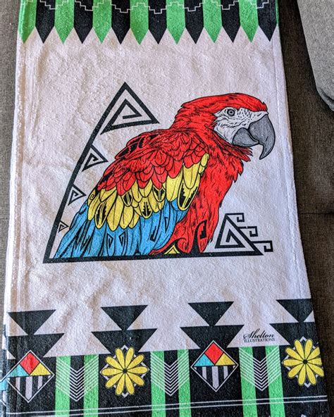 Red Parrot Hand Towels Designed By Shelton Illustrations