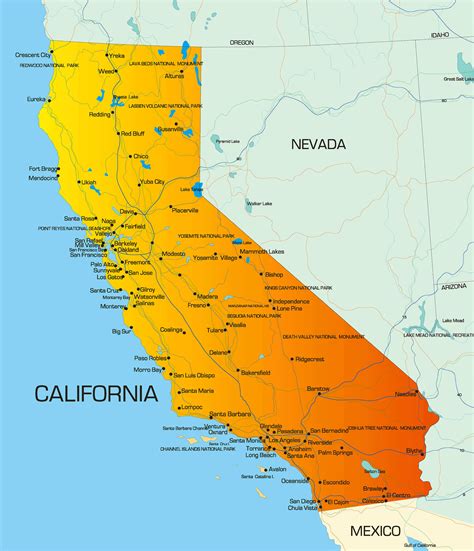 California Map With Major Cities Map