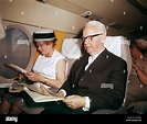German president Heinrich Lübke and his wife Wilhelmine in the airplane ...