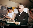 German president Heinrich Lübke and his wife Wilhelmine in the airplane ...