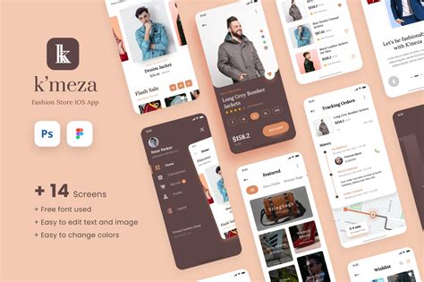 Kmeza Fashion Store Ios App Design Ui Template On Yellow Images