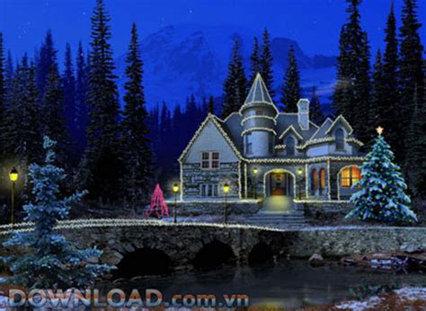 3d Christmas Cottage Screensaver Hình Nền Giáng Sinh Tuyệt đẹp