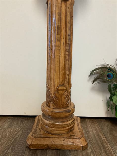 Roman Column Pedestal Wooden Hand Carved 315 Tall Top Is Etsy
