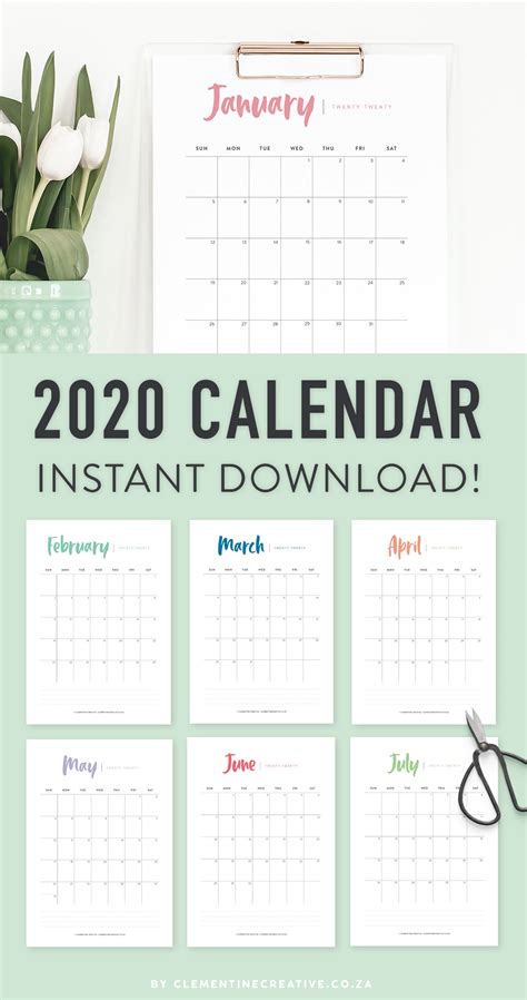 Blank calendar 2021 calendar monthly planner contact about. Printable 2020 Calendar {A Pretty Monthly Calendar Planner}