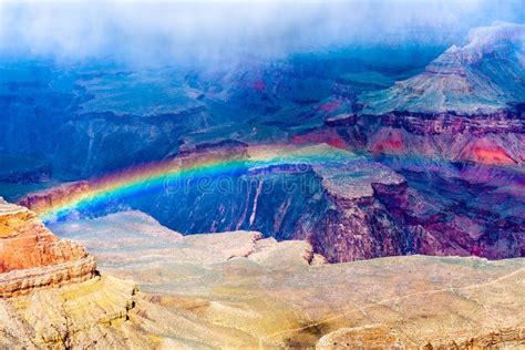 Rainbow Over The Grand Canyon In Arizona Usa Stock Photo Image Of