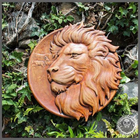 Lion Wood Carving Wall Hanging Forged In Wood