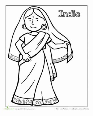 India is located in southern asia between burma and pakistan. Indian Traditional Clothing | Worksheet | Education.com