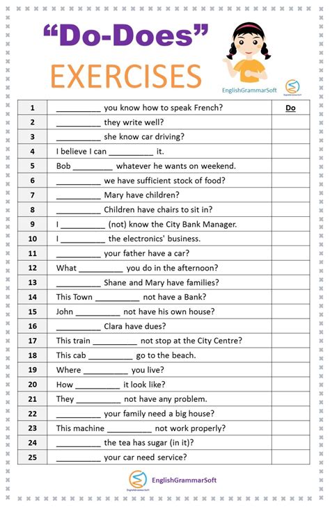 Do Does Exercises Worksheet With Answers Englishgrammarsoft