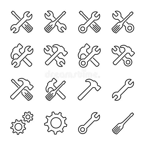 Set Of Repair Icons In Modern Thin Line Style Stock Illustration