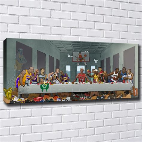 Basketball Players Last Supper Painting Printed On Canvas Canvaspaintart