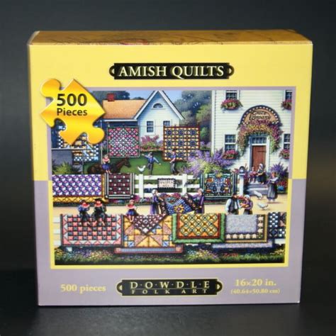2010 Dowdle Jigsaw Puzzle Amish Quilts 500 Pieces Folk Art 100