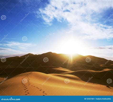 Sunrise In Desert Stock Photo Image Of Landscape Morocco 5332160