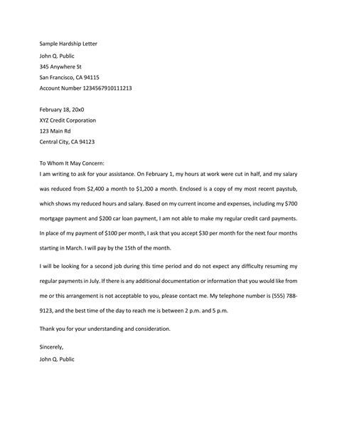 Free Financial Hardship Letter Templates Free Printable Templates