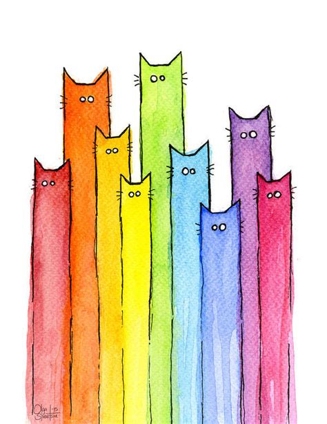 Rainbow Of Cats Art Print By Olga Shvartsur Cat Art Print Rainbow