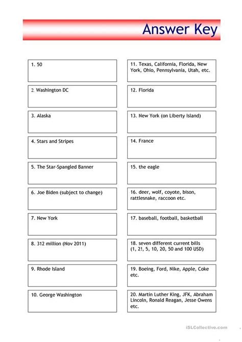 Quiz Usa Trivia English Esl Worksheets For Distance Learning And