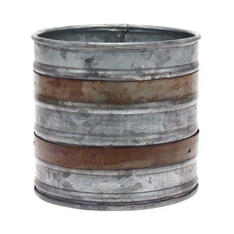 Stonebriar Galvanized Metal Container With Rust Detail Trim