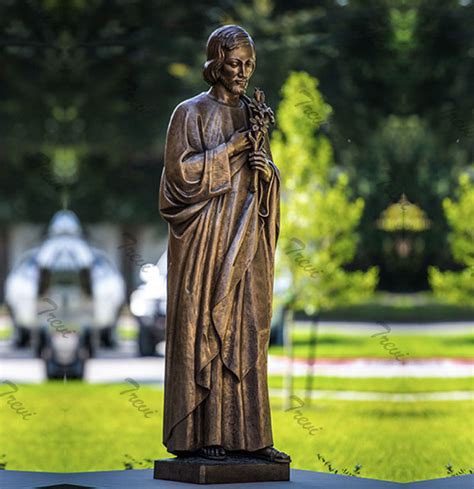 Outdoor Bronze Catholic Statue Of St Joseph Proyer Sculptures For Sale