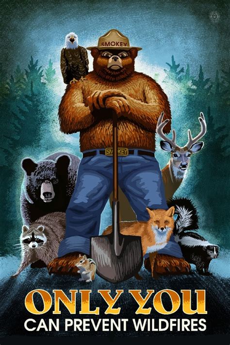 Smokey Bear Only You Can Prevent Wildfires Art Prints Wood Etsy