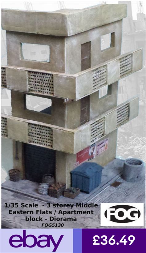 135 Scale 3 Storey Middle Eastern Flats Apartment Block Diorama