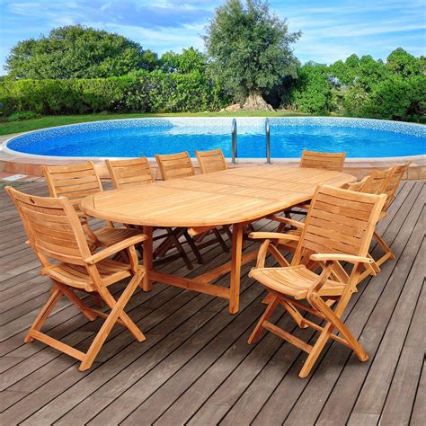 Amazonia Pike 11 Piece Double Extendable Dining Set Patio Dining Set