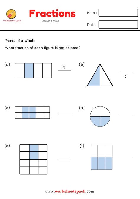 Free Fractions For Grade 3 Fractions Worksheets Simple Fractions