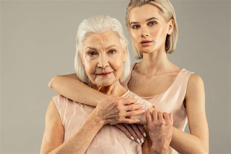 Nice Aged Woman Holding Her Daughters Hand Stock Image Image Of Millennial Insurance 145276249