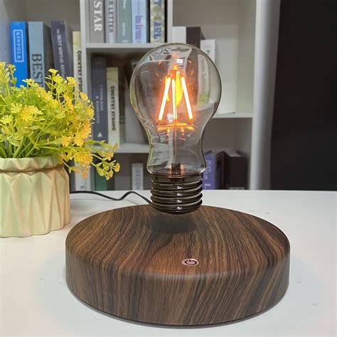 Hcnt Hot Seller Wooden Design Magnetic Levitating Light Bulb Floating