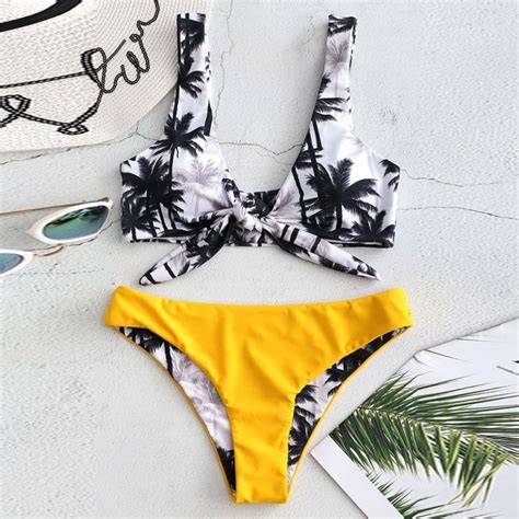 Palm Tree Print Bikini Set Elcune
