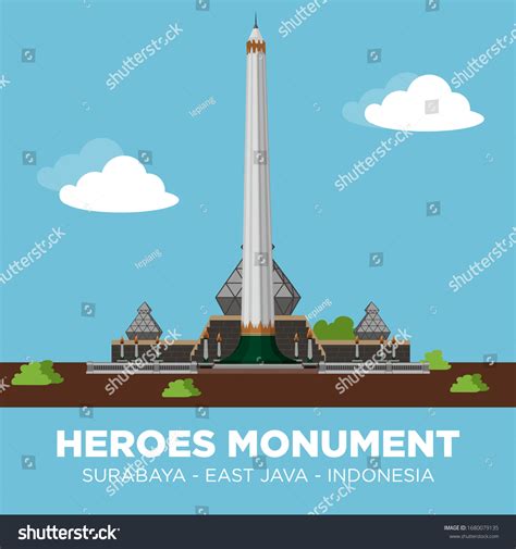 Heroes Monument Indonesiantugu Pahlawan Monument Surabaya Vector Có