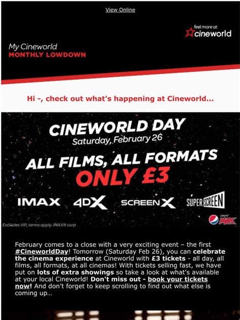 Cineworld My Cineworld Newsletter Milled