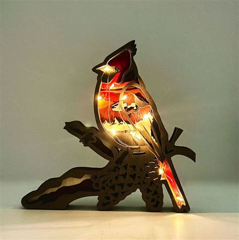 Wooden Bird Home Decor Sculpturered Bird Ornamentdecorative Etsy