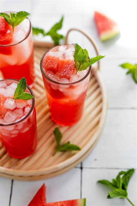 Fresh Watermelon Mint Cocktail With Vodka Fork In The Kitchen