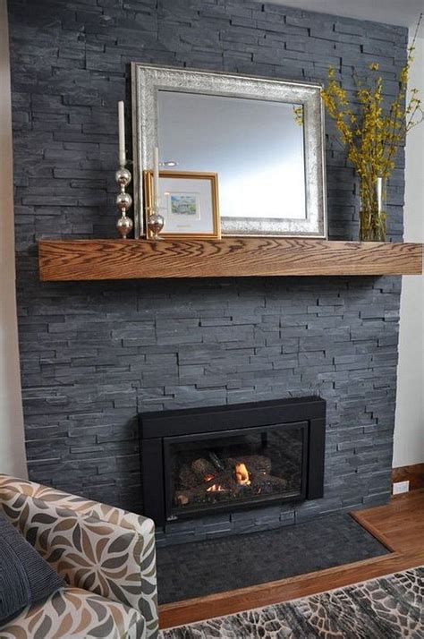 30 Dark Gray Brick Fireplace