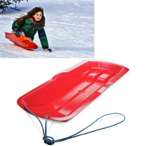 Heavy Duty Plastic Kids Snow Sledge Toboggan Sleigh Pull Rope Ski Board