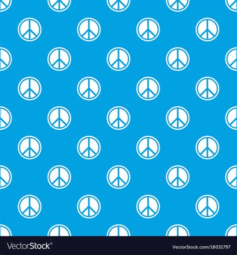 Sign Hippie Peace Pattern Seamless Blue Royalty Free Vector